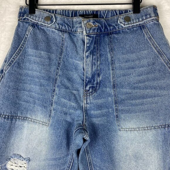 Forever 21 Jeans Womens Size 29 Blue Distressed Denim Pockets Pants Ladies - Picture 3 of 13